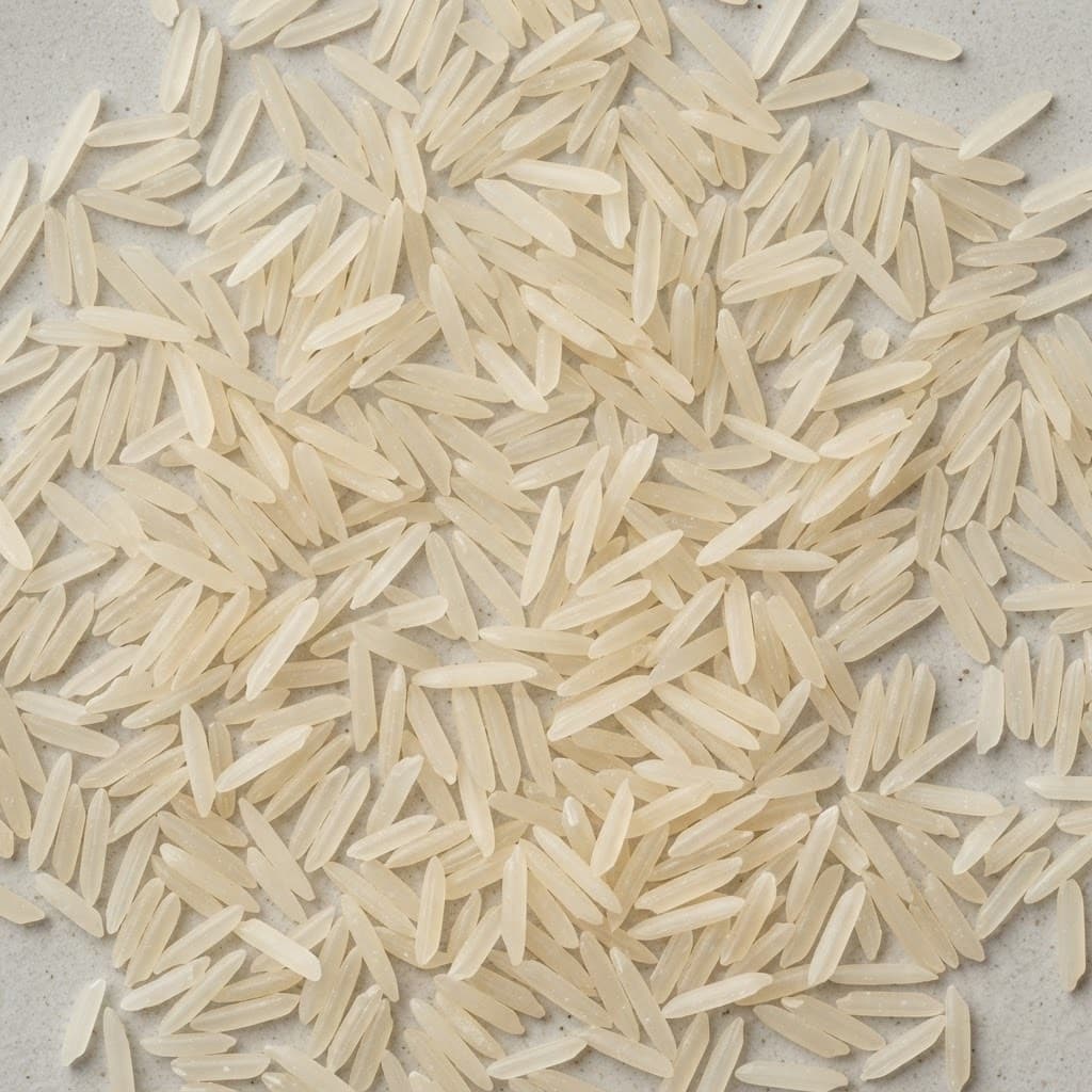 White Sella basmati rice grains